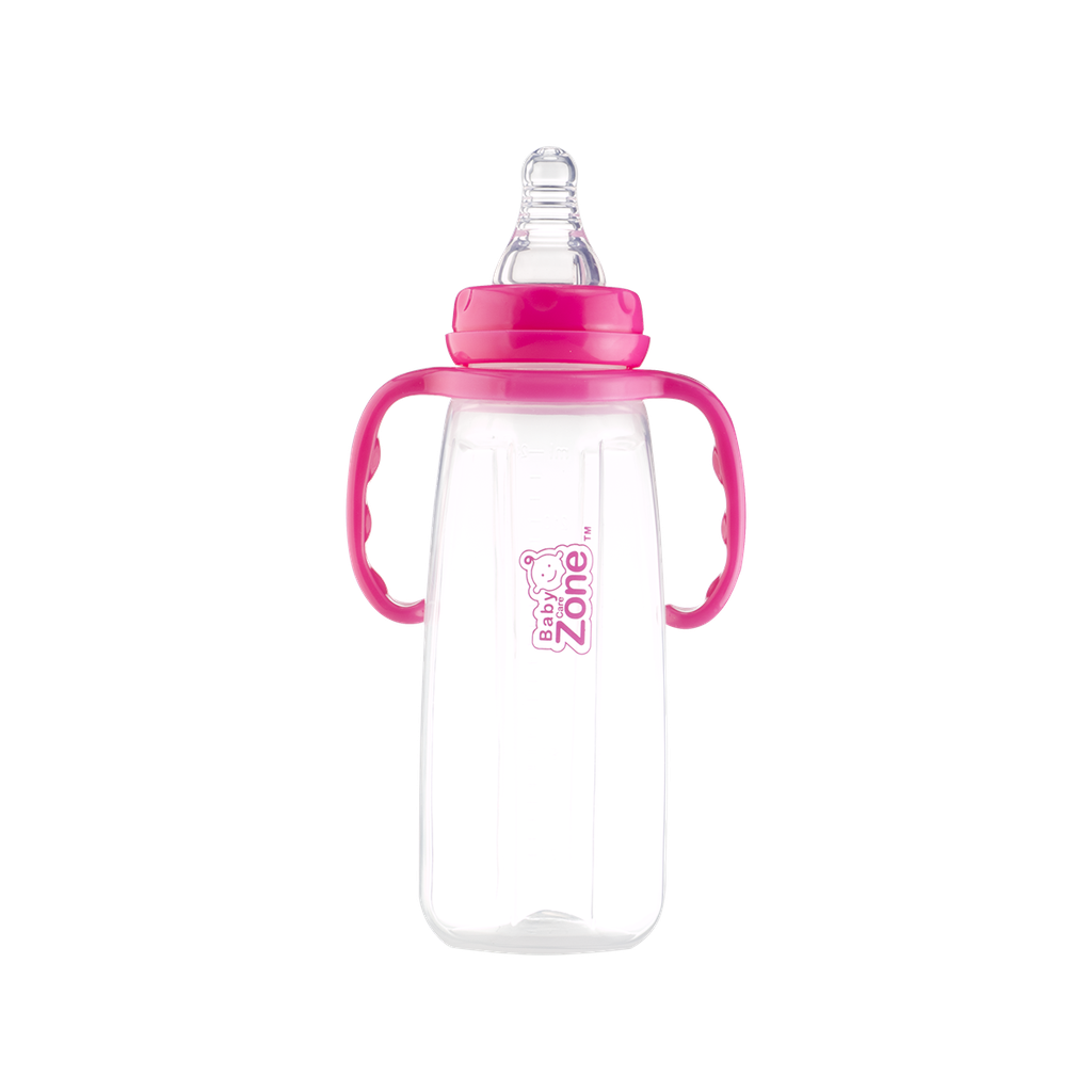 Baby Zone plastic feeding bottle with ribbed handles, 240 ml