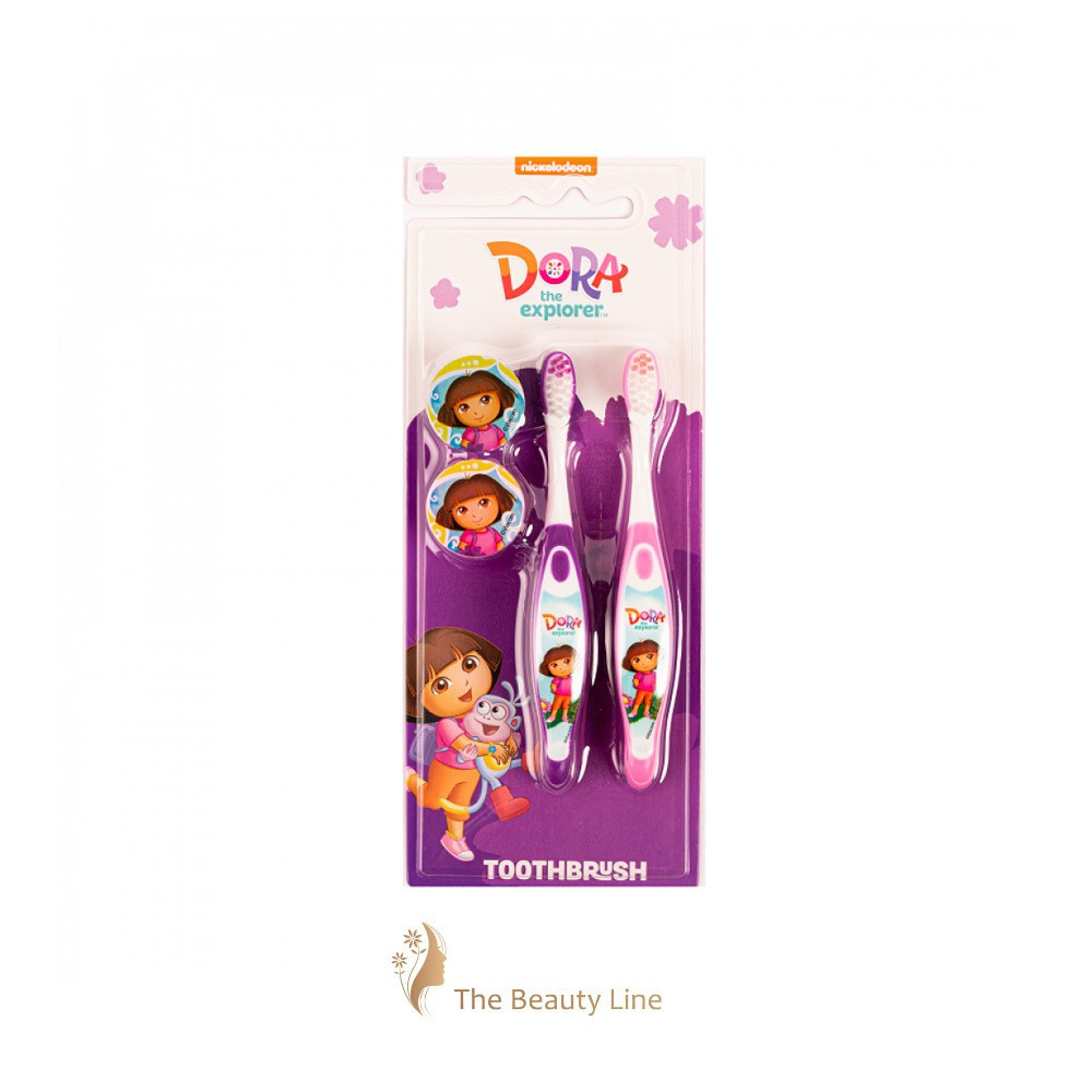 Dora 2 toothbrush for children with cap and base, pink