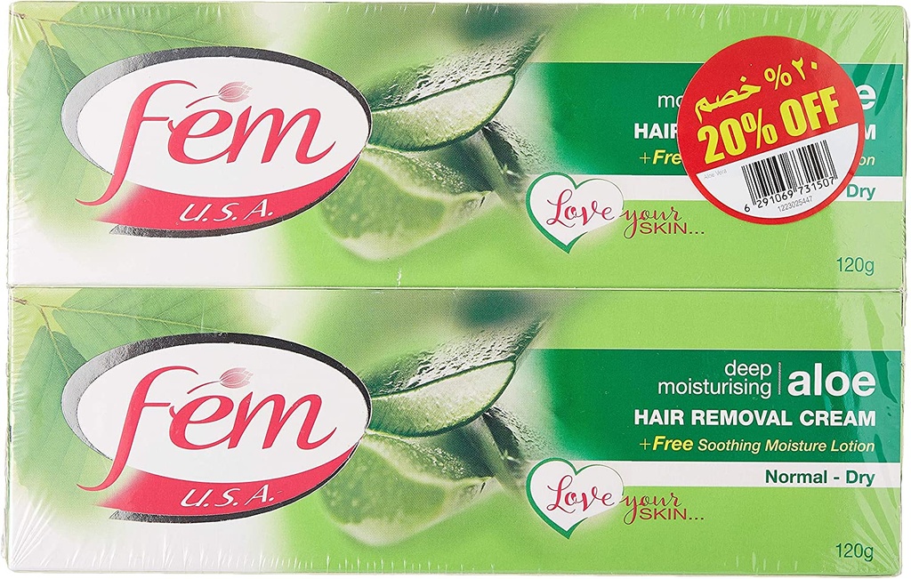 Fem Hair Removal Cream Offer 2 x 120 gm Moisturizing Aloe Vera
