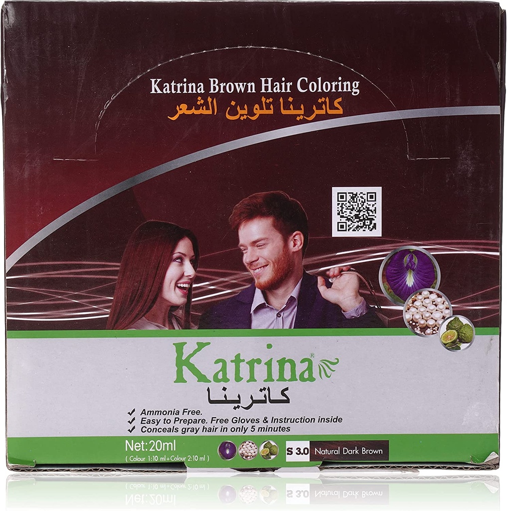 Katrina hair coloring dye 20 ml 3 sachets natural dark brown