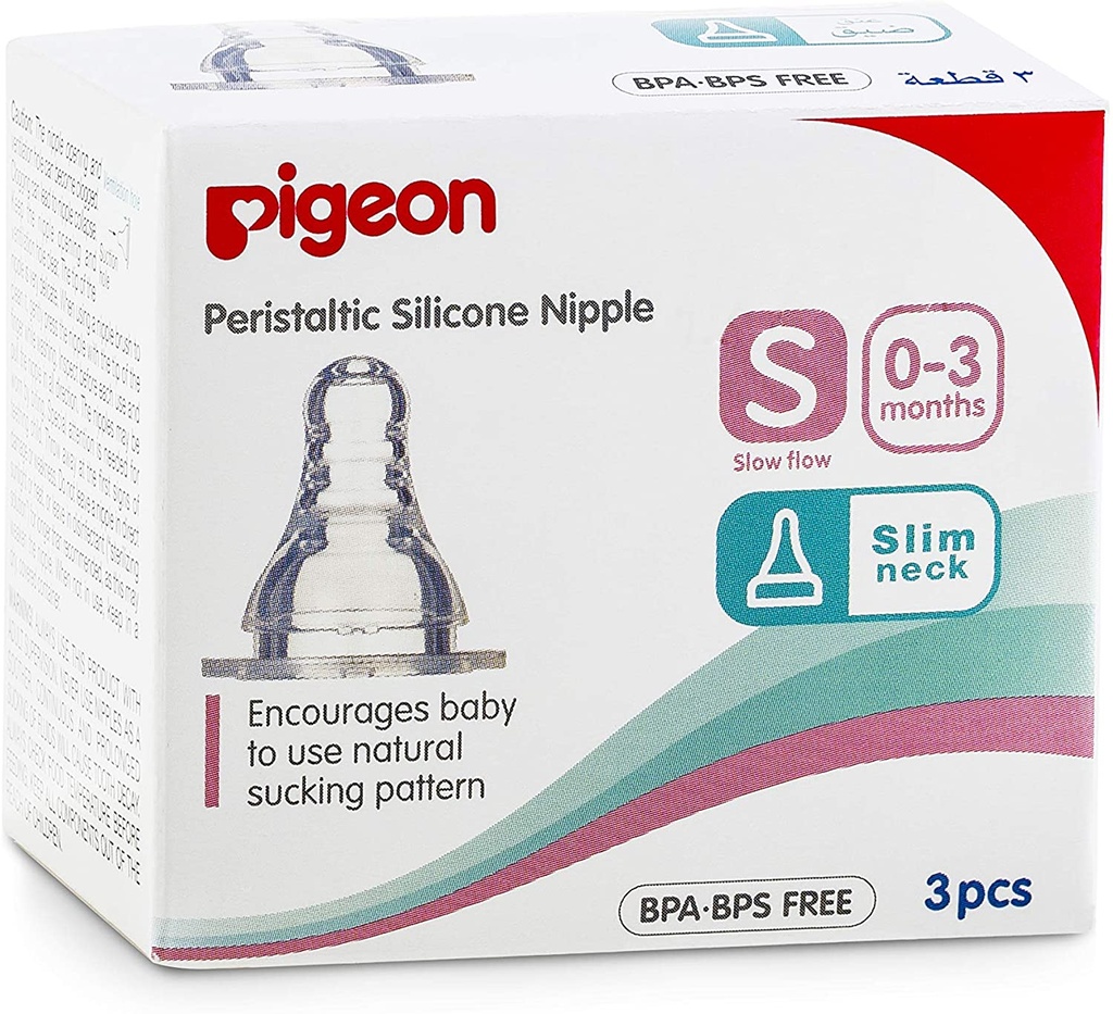 Pigeon Silicon Nipple Slim Neck Med 3pcs Box 17352