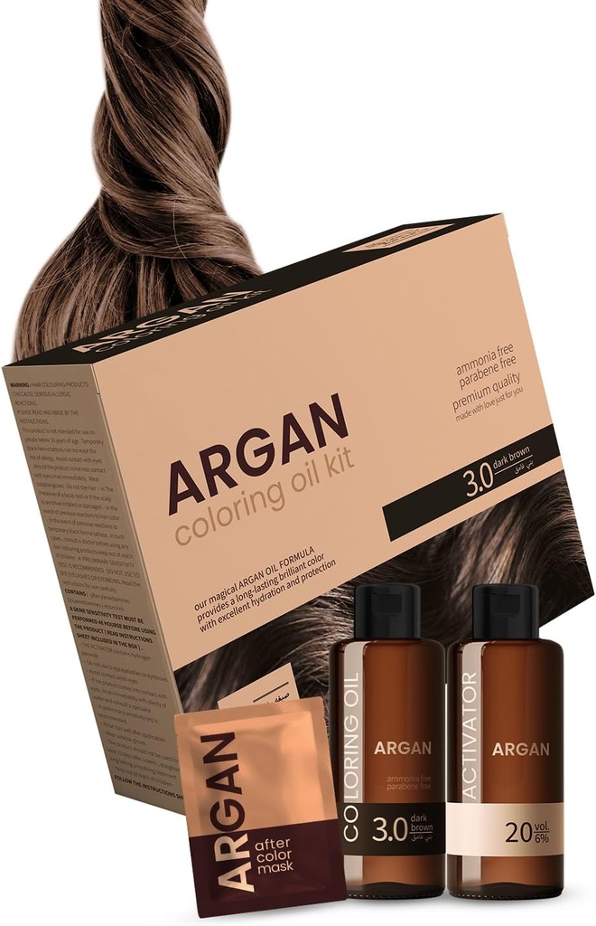 Argan Coloring Oil Kit Dark Brown 3.0 - 75ml