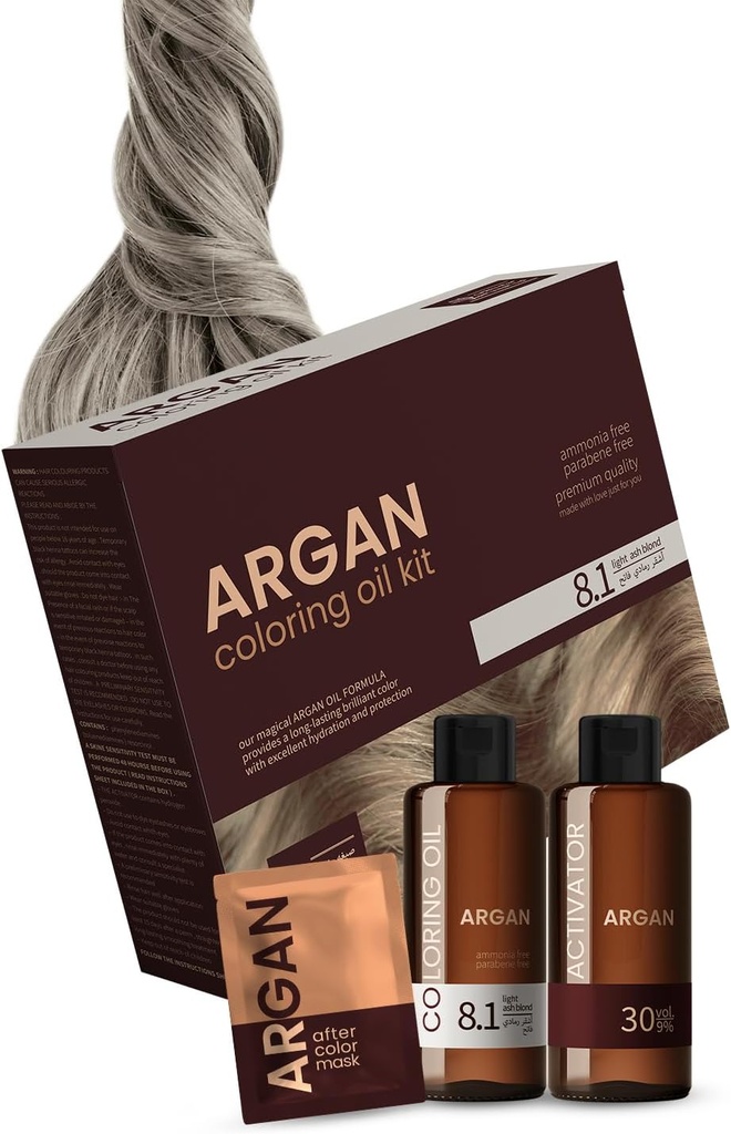 Argan Coloring Oil Kit Light Ash Blond 8.1 - 75ml