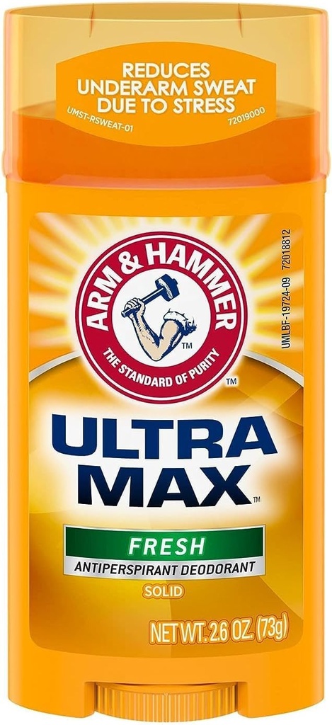 Arm & Hammer Ultramax Invisible Solid Fresh Antiperspirant Deodorant For Men, 2.6 Oz