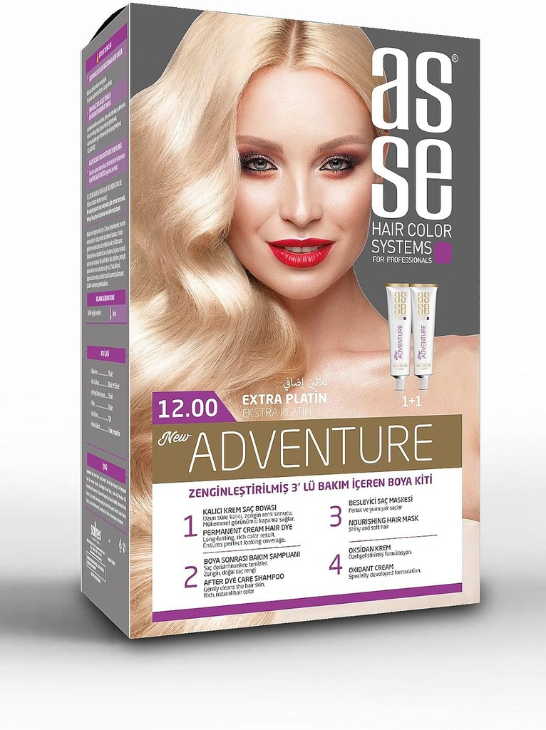 12.00 Light Platinum Blonde Hair Dye Kit / 2 Tubes Hair Dye Cream • 1 Oxidant Cream • 1 Hair Care Cream • 1 Hair Care Shampoo • 1 Pair Of Gloves