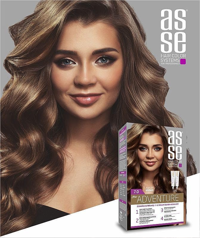 Asse Brown Hair Dye Kit 7.0 2 Tubes Hair Dye Cream • 1 Oxidant Cream • 1 Hair Care Cream • 1 Hair Care Shampoo • 1 Pair Of Glove