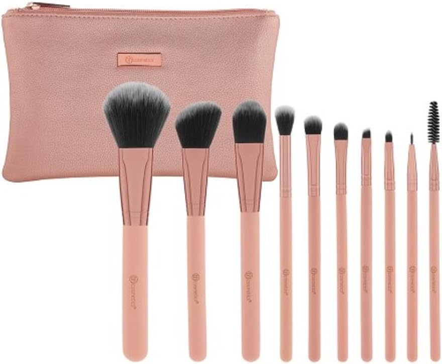 Bh Cosmetics Pretty In Pink 10 Piece Brush Set With Cosmetic Bag