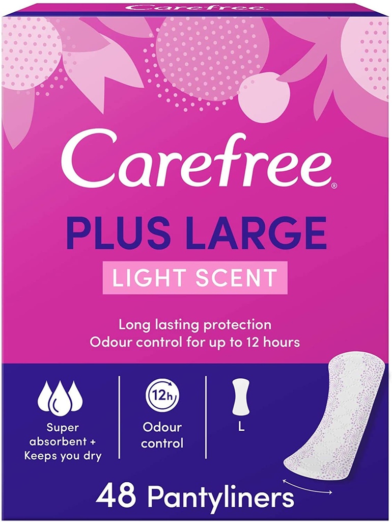 Carefree Panty Liners Plus Large Light Scent Pack Of 48