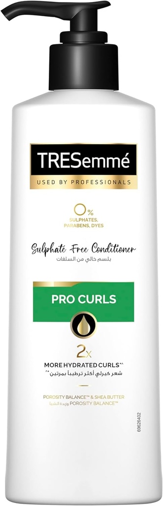 Tresemmé Pro Curls Conditioner With Porosity Balance™ & Shea Butter For 2x More Hydrated Curls, Free From Sulphates, Parabens & Dyes, 250ml
