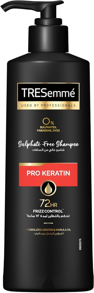 Tresemmé Pro Keratin Shampoo, With Hydrolyzed Keratin & Marula Oil For 72hr Frizz Control, Free From Sulphates, Parabens And Dyes, 250ml