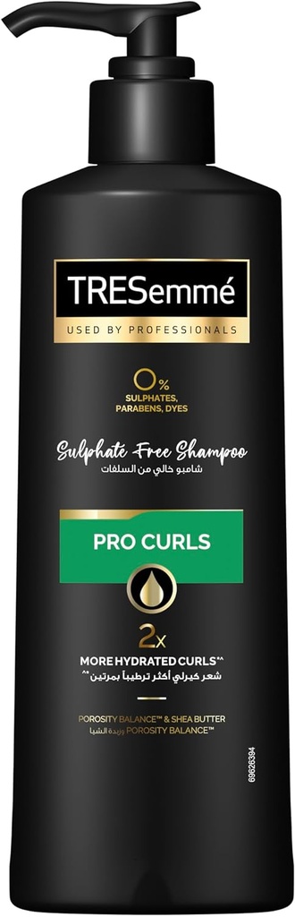 Tresemmé Pro Curls Shampoo With Porosity Balance™ & Shea Butter For 2x More Hydrated Curls, Free From Sulphates, Parabens & Dyes, 250ml