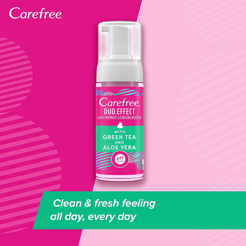 Carefree Daily Intimate Cleansing Mousse Duo Effect With Green Tea And Aloe Vera 150 ml