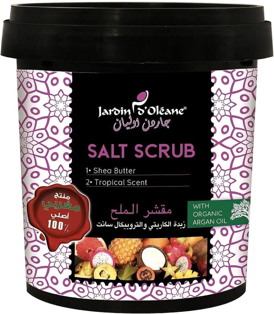 Jardin D Oleane Salt Scrub Shea Butter & Tropical Scent With Organic Argan Oil 600g