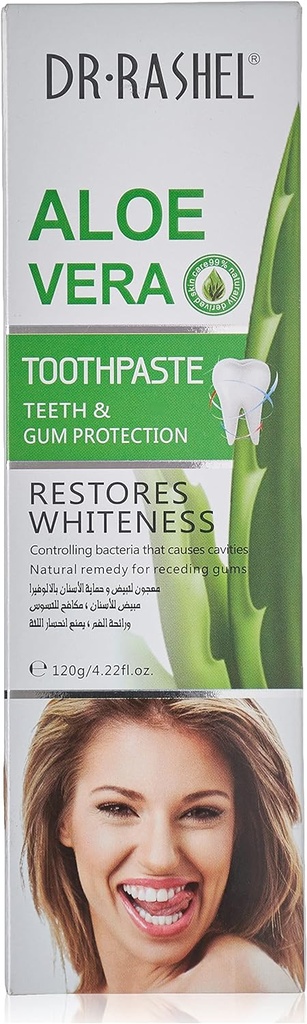 Dr. Rashel Aloe Vera Teeth And Gum Protection Toothpaste 120 G, Multicolour