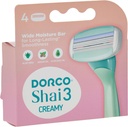 Dorco Shai 3 Creamy Women Razor Blade Refills, 4 Count ' 1 Units
