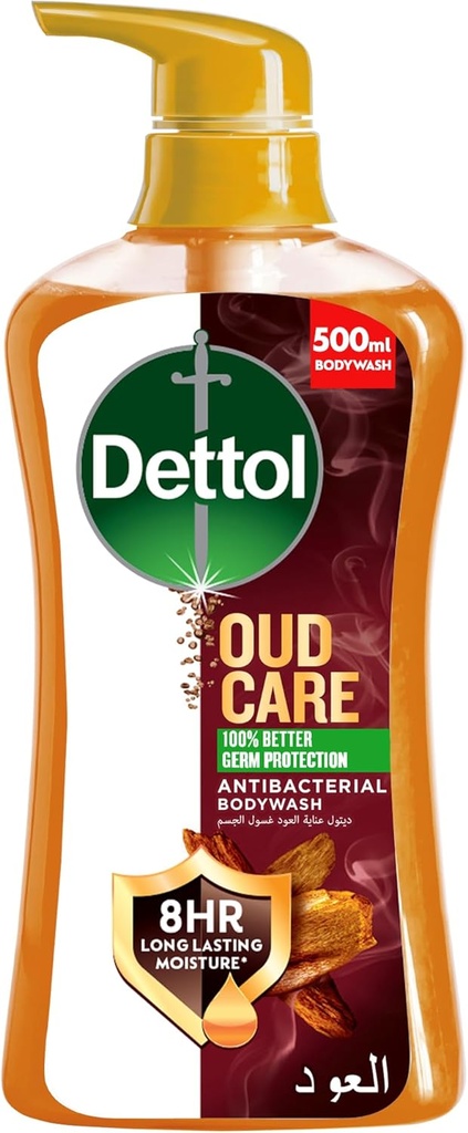 Dettol Oud Care Showergel & Bodywash, Oud Fragrance With 8h Long Lasting Moisture For Effective Germ Protection & Personal Hygiene, 500ml
