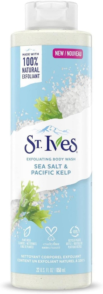 St. Ives Exfoliating Sea Salt & Pacific Kelp Body Wash|shower Gel For Women | 100% Natural Extracts | Cruelty Free | Paraben Free |650ml