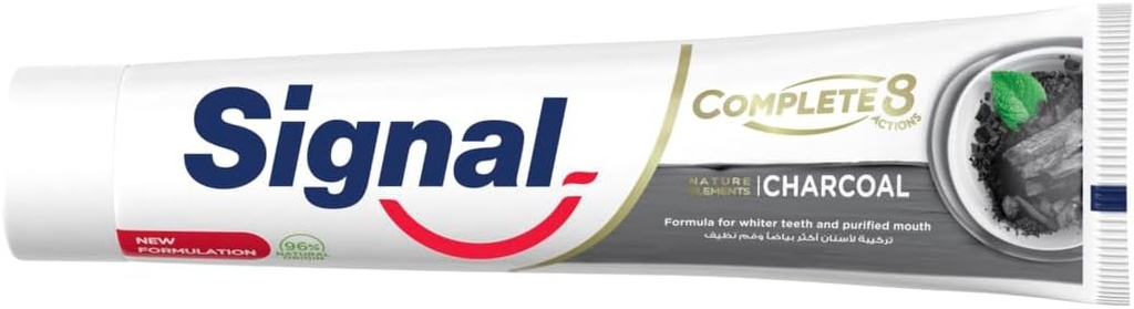 Signal Complete 8 Nature Elements Toothpaste, For A Whiter Smile In 7 Days, Charcoal, With Zinc For Natural Antibacterial Protection, 75ml