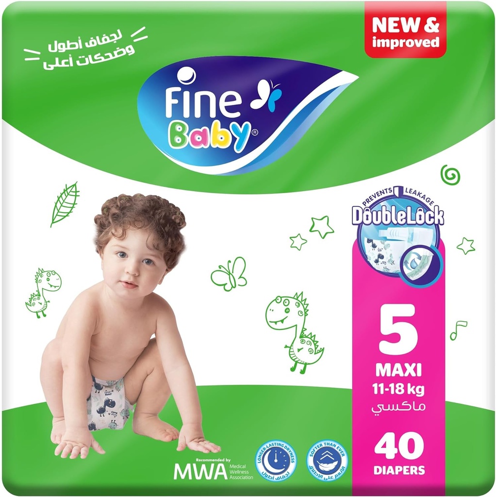 Fine Baby, Size 5, Maxi, 11-18 Kg, 40 Diapers