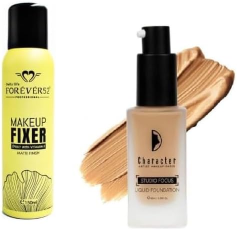 Character Pif006 Studio Focus Caraway Liquid Foundation 40ml + Forever52 - Makeup Setting Spray, 150 Ml