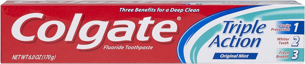 Colgate Triple Action Toothpaste, Mint - 6 Ounce