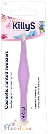 Killys Floralove Collection Stainless Steel Slant Eyebrow Tweezers, Purple