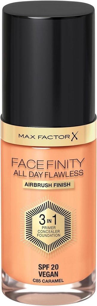 Max Factor Facefinity All Day Flawless 3 In 1 Spf 20 Face Foundation - 85 Caramel, 30 Ml