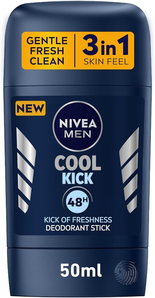 Nivea Men Deodorant Stick For Men, 48h Protection, Cool Kick Fresh Scent, 50ml