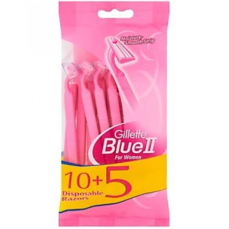 Gillette Blue 2 Pink For Women Shaver Number 10 + 5 Gillete Blue2 For Women 10 + 5 Pcs