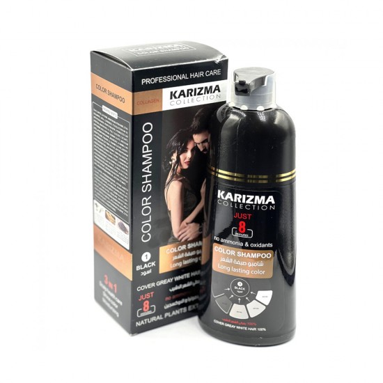 Karizma Collection Color Shampoo Long Lasting Color 1 Black- 400ml