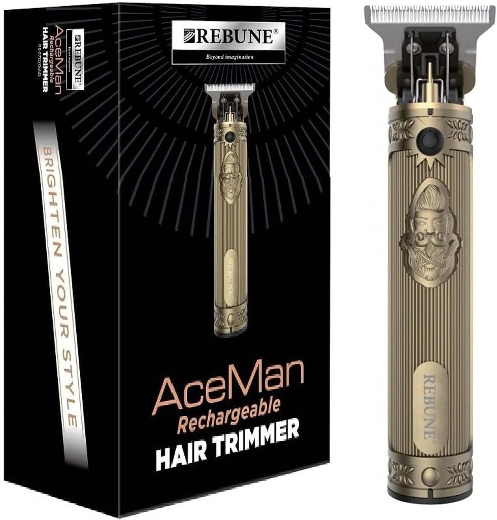 Rebune Rechargeable Hair Clipper Metal Cover Gold RE-7712