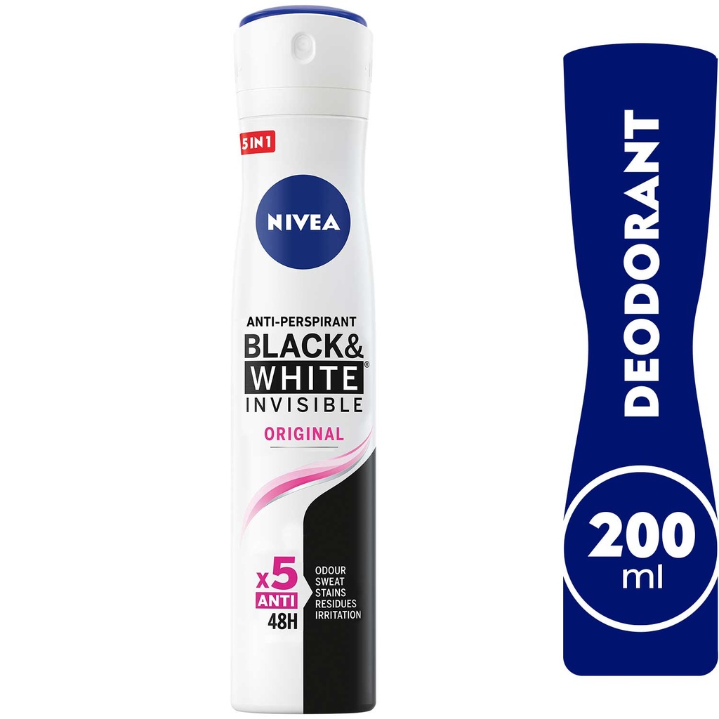 Nivea Antiperspirant Spray For Women Black & White Invisible Protection Original 200ml