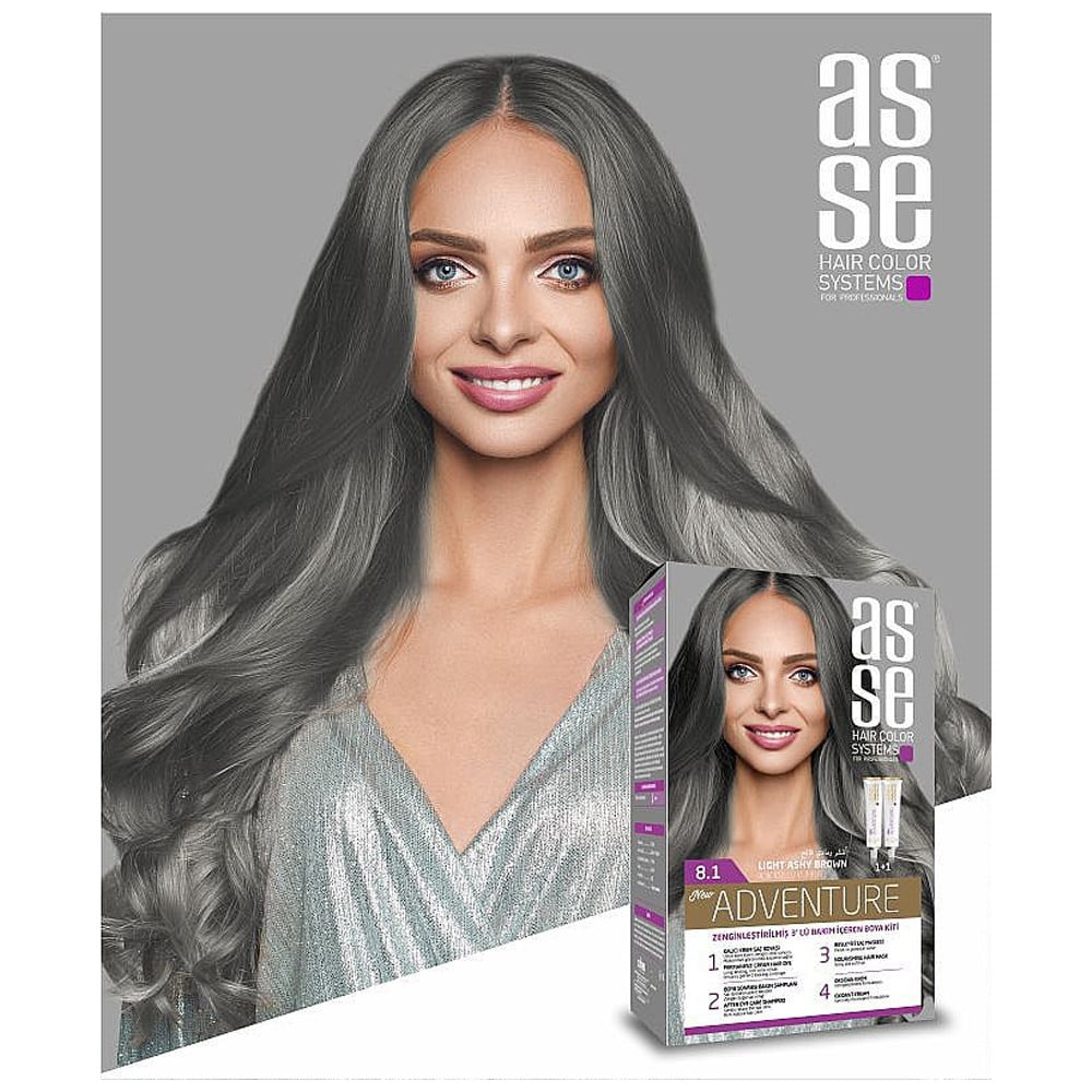 Asse Light Gray Hair Dye Set 8.1 100ML