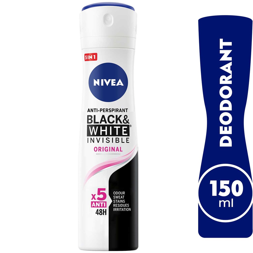 Nivea Antiperspirant Spray For Women Black & White Invisible Protection Original 150ml