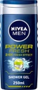 Nivea Men 3in1 Shower Gel Body Wash Power Fresh 24h Fresh Effect Citrus Scent 250ml