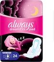 Always Dreamzz Pads Cotton Soft Night Long 24 Count