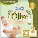 Babyjoy Olive Tape Diaper, Size 2, Small, 3.5-7 Kg, Giant Pack, 90 Diapers