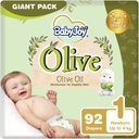 Babyjoy Olive Tape Diaper, Size 1, Newborn, 0-4 Kg, Giant Pack, 92 Diapers