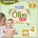 Babyjoy Olive Pants, Size 4 Large, Mega Pack, 9-14 Kg, 48 Count
