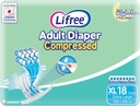 Lifree Compressed Adult Diaper Tape, Xl Size, 8 Cup Absorbency, Jumbo Pack, 18 Pieces